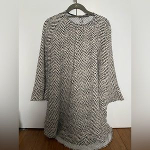 Zara black/cream pattern shirt dress